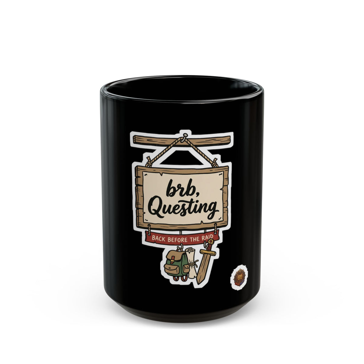 brb, Questing – Black Mug (11oz & 15oz)