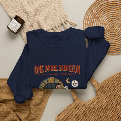One More Dungeon Crewneck Sweatshirt — Gamer RPG Adventure Pullover