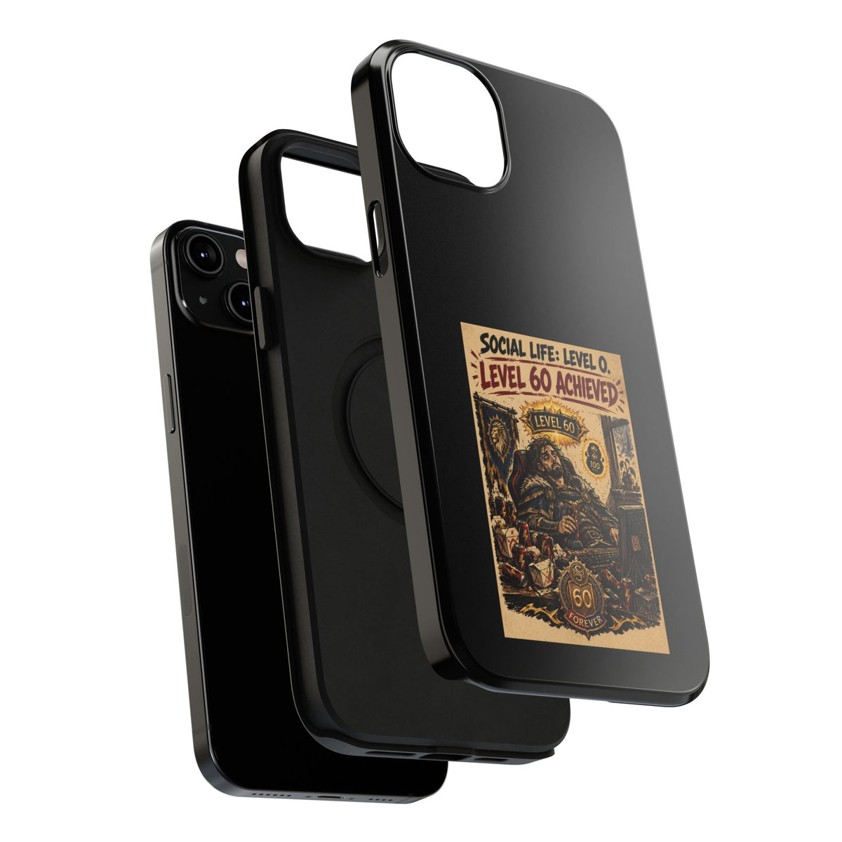 Phone Case — 'Social Life: Level 0 — Level 60 Achieved (Lion Banner)' Heavy-Duty Impact-Resistant Phone Case