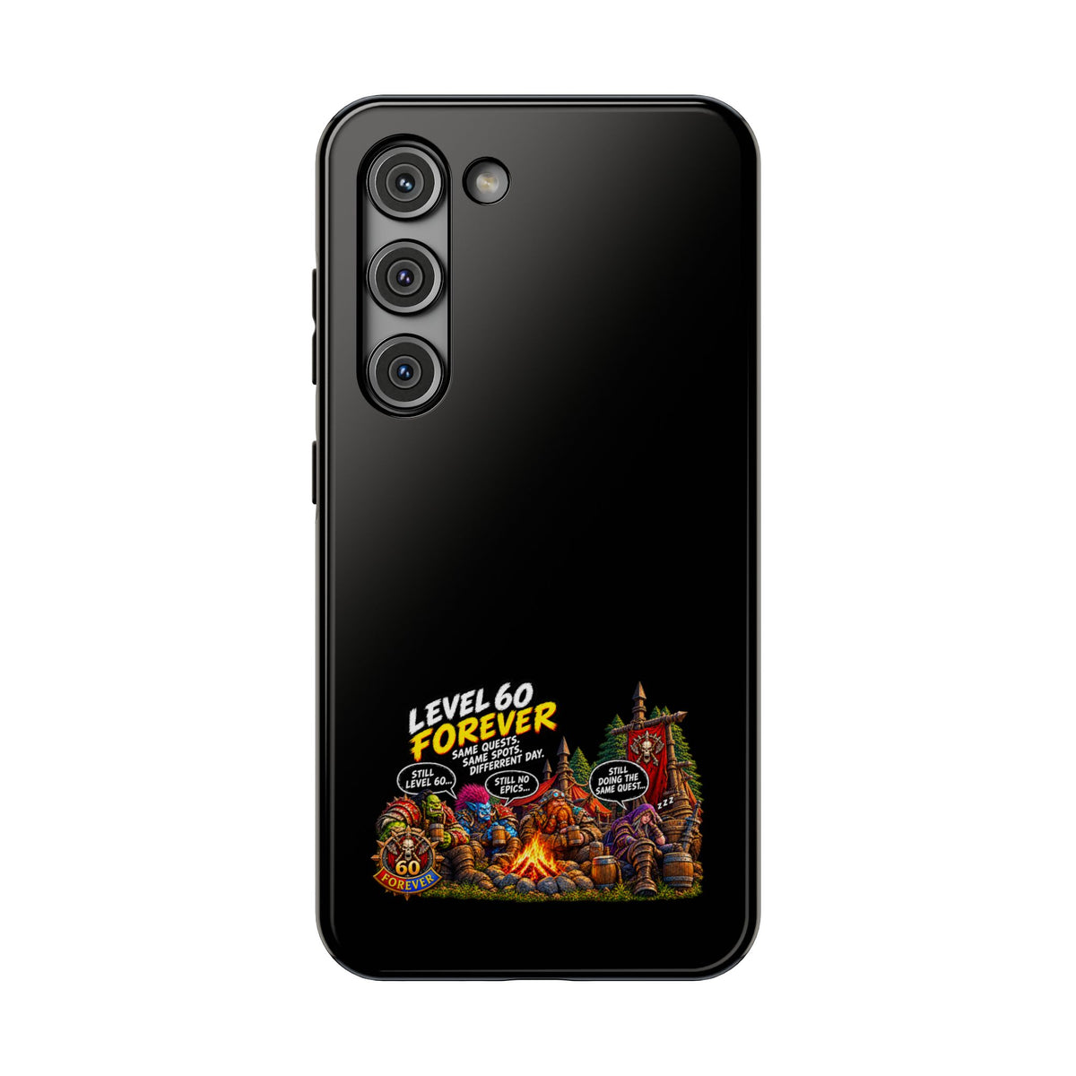 Phone Case — 'Level 60 Forever Campfire' Heavy-Duty Impact-Resistant Phone Case