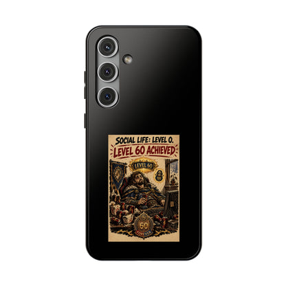 Phone Case — 'Social Life: Level 0 — Level 60 Achieved (Lion Banner)' Heavy-Duty Impact-Resistant Phone Case