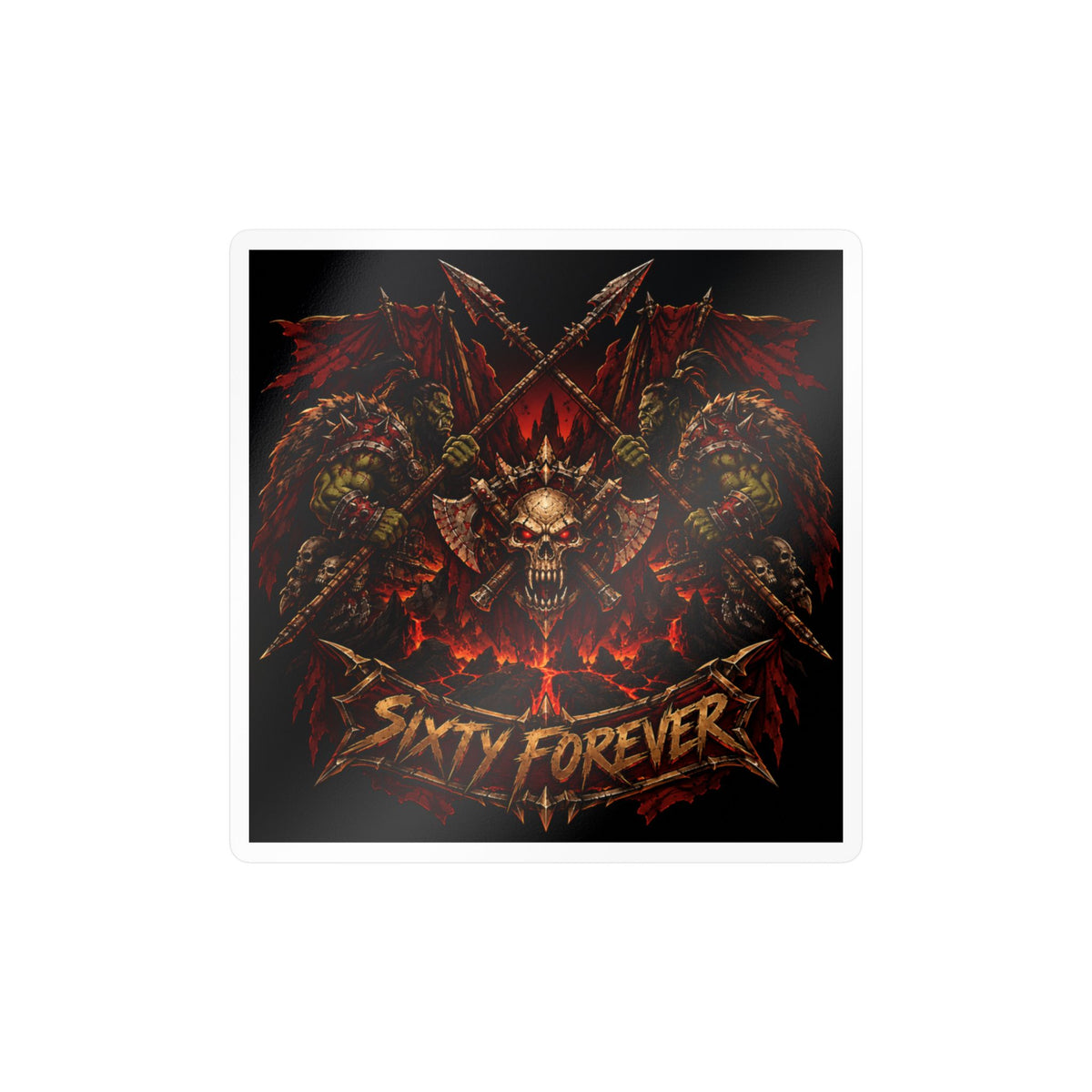 Sixty Forever – Skull & Axes – Sticker