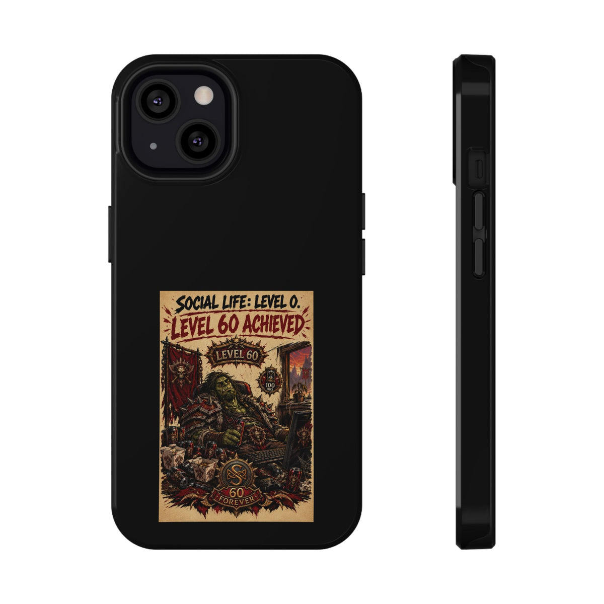 Phone Case — 'Social Life: Level 0 — Level 60 Achieved (Skull Banner)' Heavy-Duty Impact-Resistant Phone Case