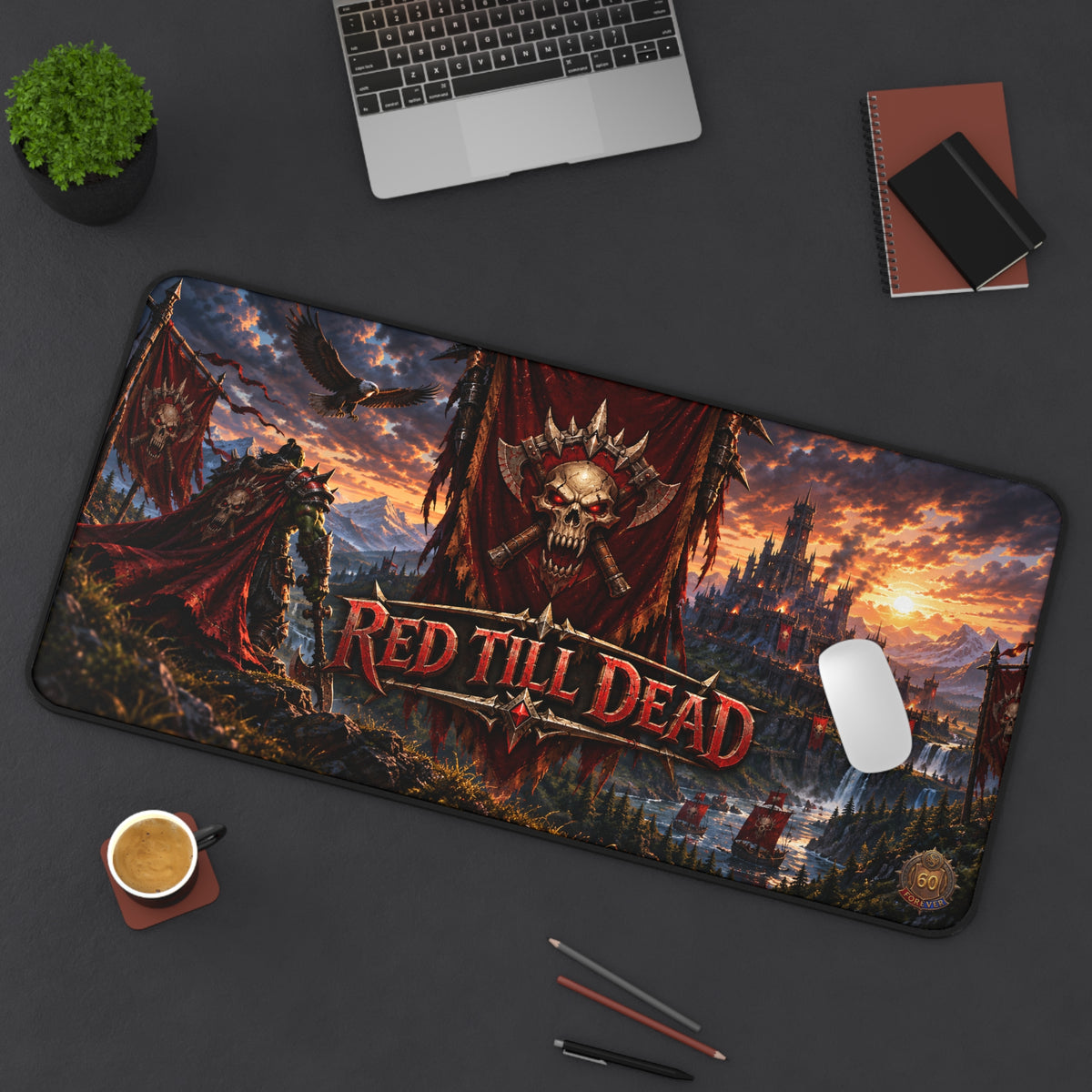 Red Till Dead Fantasy Gaming Desk Mat