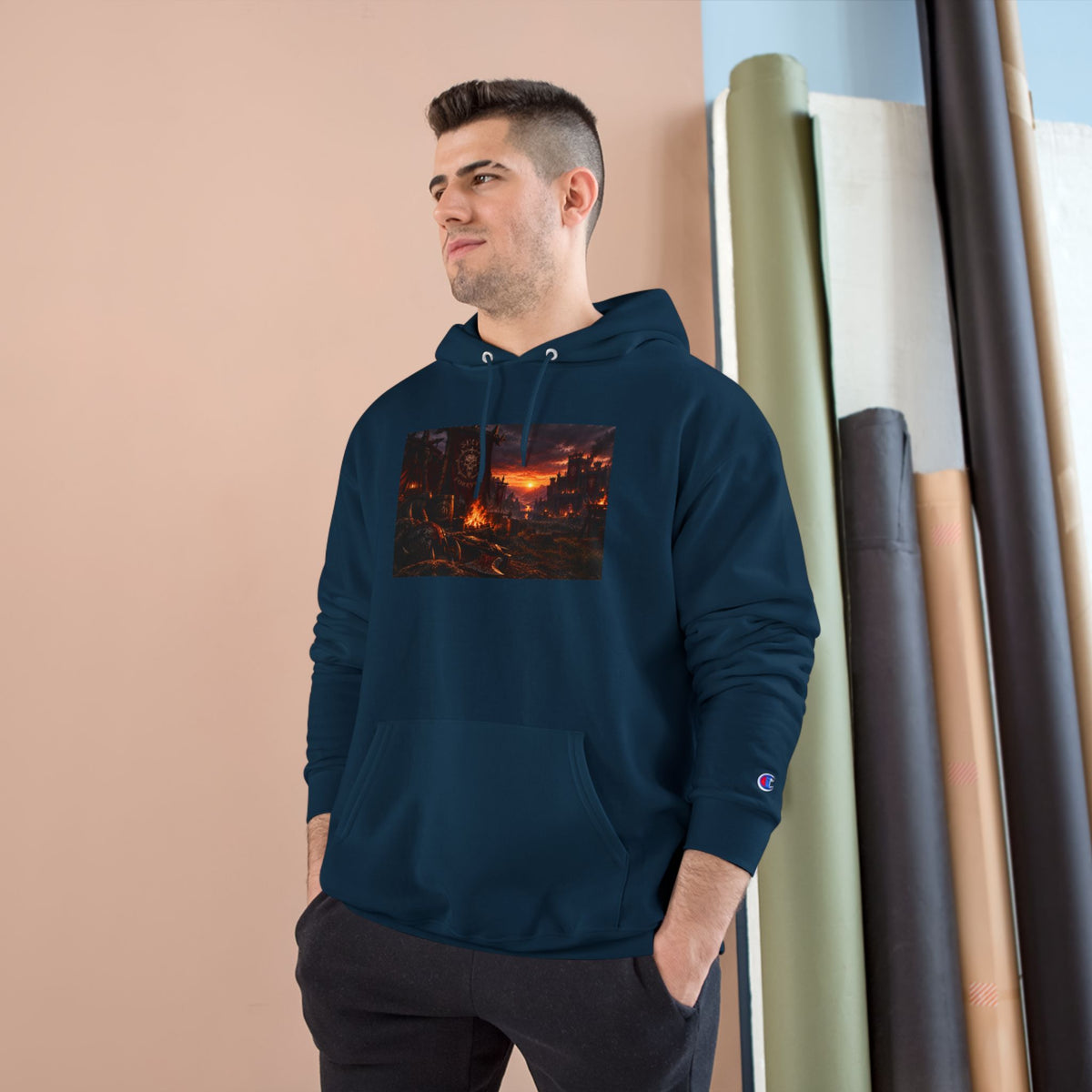 Champion Hoodie — Sunset Cityscape Graphic Hoodie