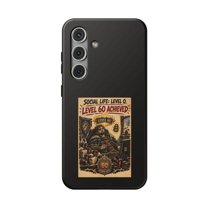 Phone Case — 'Social Life: Level 0 — Level 60 Achieved (Lion Banner)' Heavy-Duty Impact-Resistant Phone Case