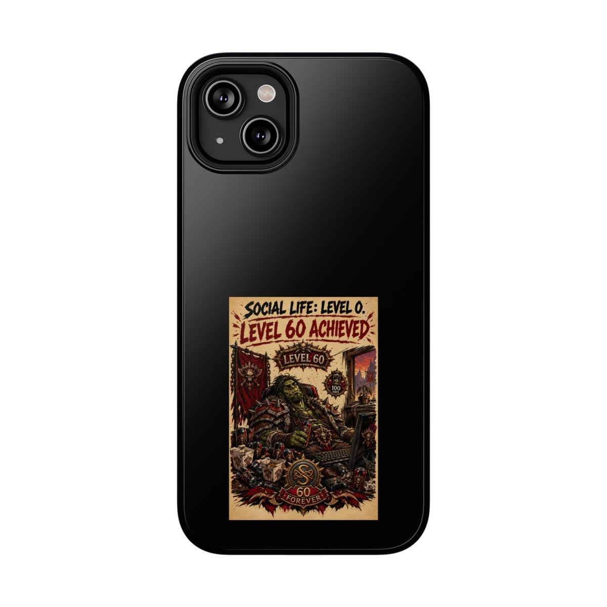 Phone Case — 'Social Life: Level 0 — Level 60 Achieved (Skull Banner)' Heavy-Duty Impact-Resistant Phone Case