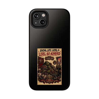 Phone Case — 'Social Life: Level 0 — Level 60 Achieved (Skull Banner)' Heavy-Duty Impact-Resistant Phone Case