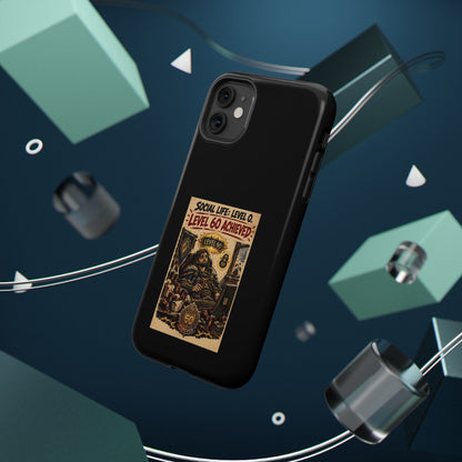Phone Case — 'Social Life: Level 0 — Level 60 Achieved (Lion Banner)' Heavy-Duty Impact-Resistant Phone Case