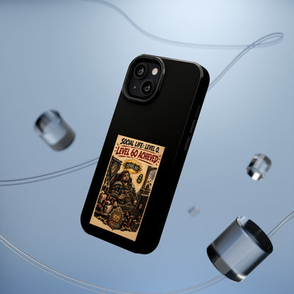 Phone Case — 'Social Life: Level 0 — Level 60 Achieved (Lion Banner)' Heavy-Duty Impact-Resistant Phone Case