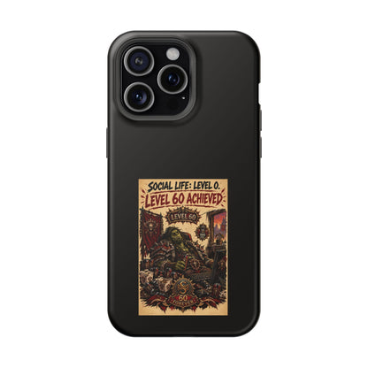 Phone Case — 'Social Life: Level 0 — Level 60 Achieved (Skull Banner)' Heavy-Duty Impact-Resistant Phone Case