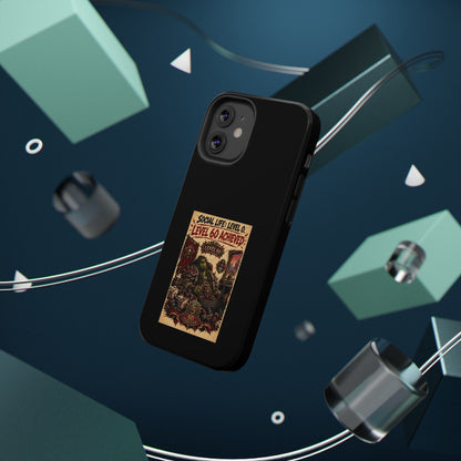 Phone Case — 'Social Life: Level 0 — Level 60 Achieved (Skull Banner)' Heavy-Duty Impact-Resistant Phone Case