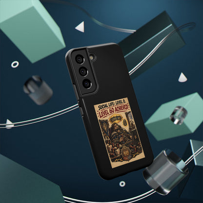 Phone Case — 'Social Life: Level 0 — Level 60 Achieved (Lion Banner)' Heavy-Duty Impact-Resistant Phone Case
