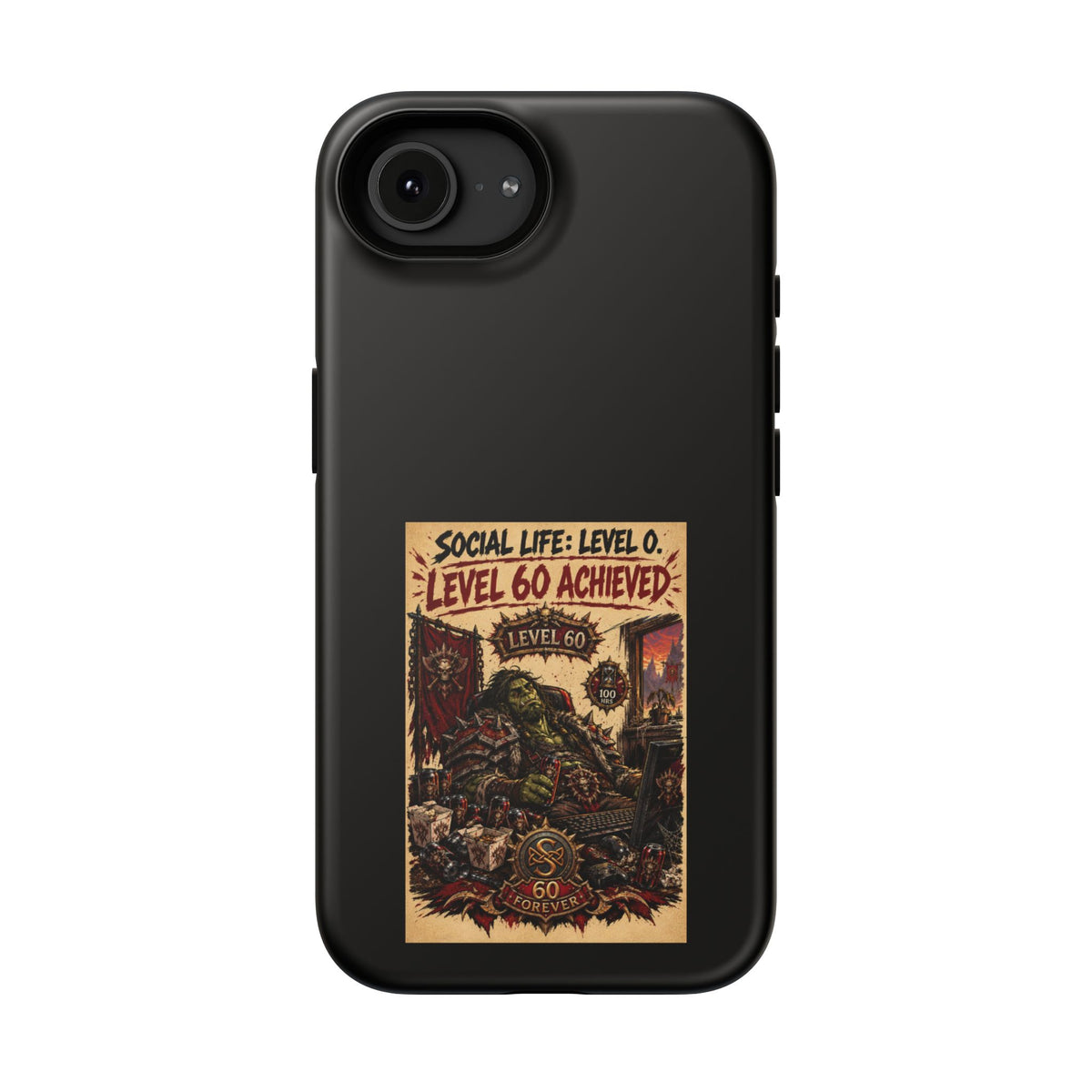 Phone Case — 'Social Life: Level 0 — Level 60 Achieved (Skull Banner)' Heavy-Duty Impact-Resistant Phone Case