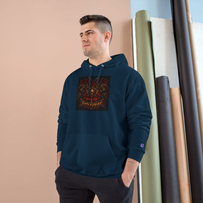 Champion Hoodie — Gothic Floral Skull Graphic Pullover