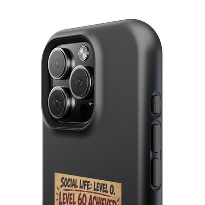 Phone Case — 'Social Life: Level 0 — Level 60 Achieved (Lion Banner)' Heavy-Duty Impact-Resistant Phone Case