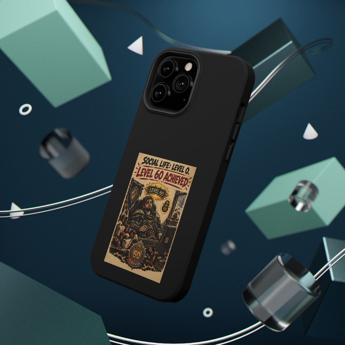 Phone Case — 'Social Life: Level 0 — Level 60 Achieved (Lion Banner)' Heavy-Duty Impact-Resistant Phone Case