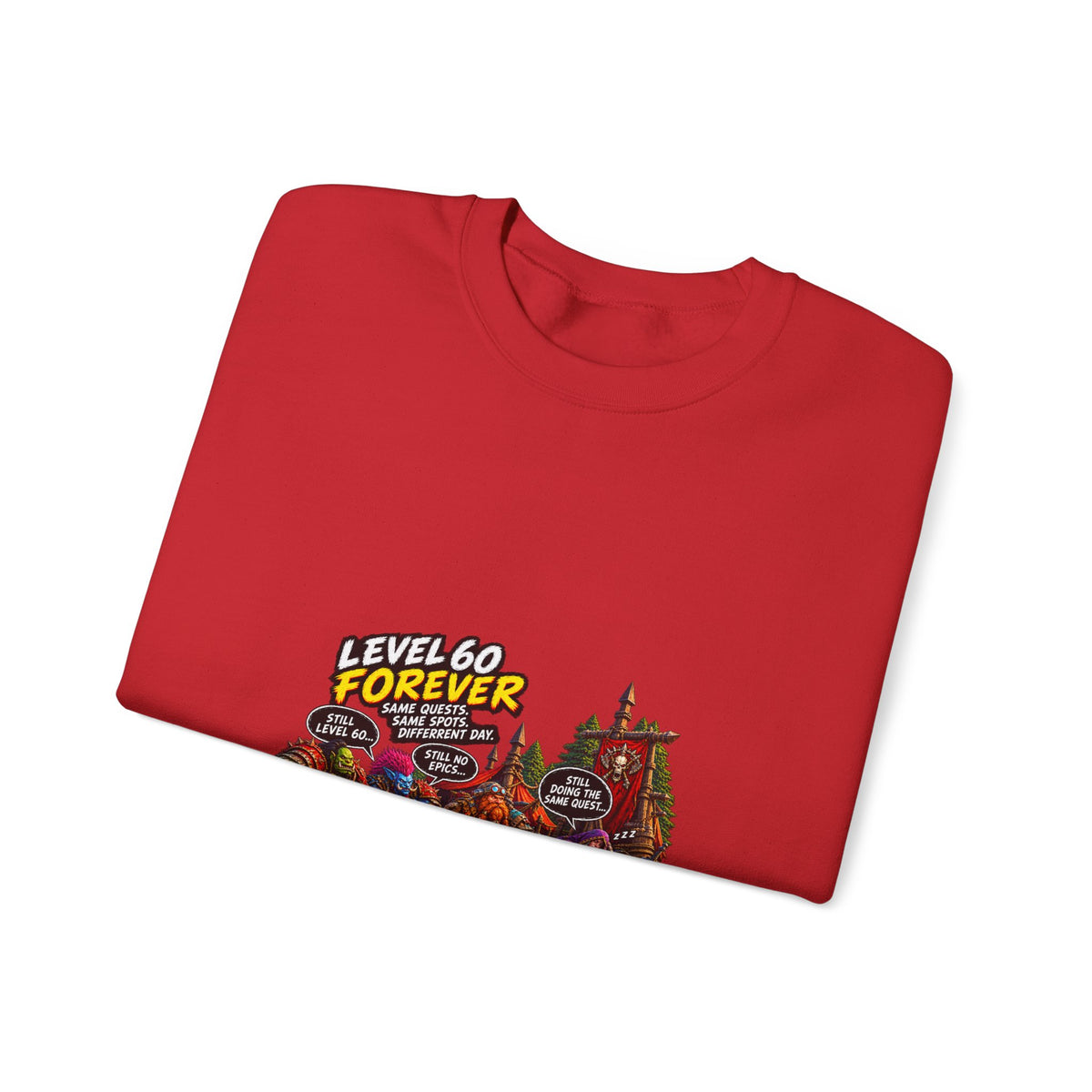 Crewneck Sweatshirt — "Level 60 Forever" Gamer Campfire Design