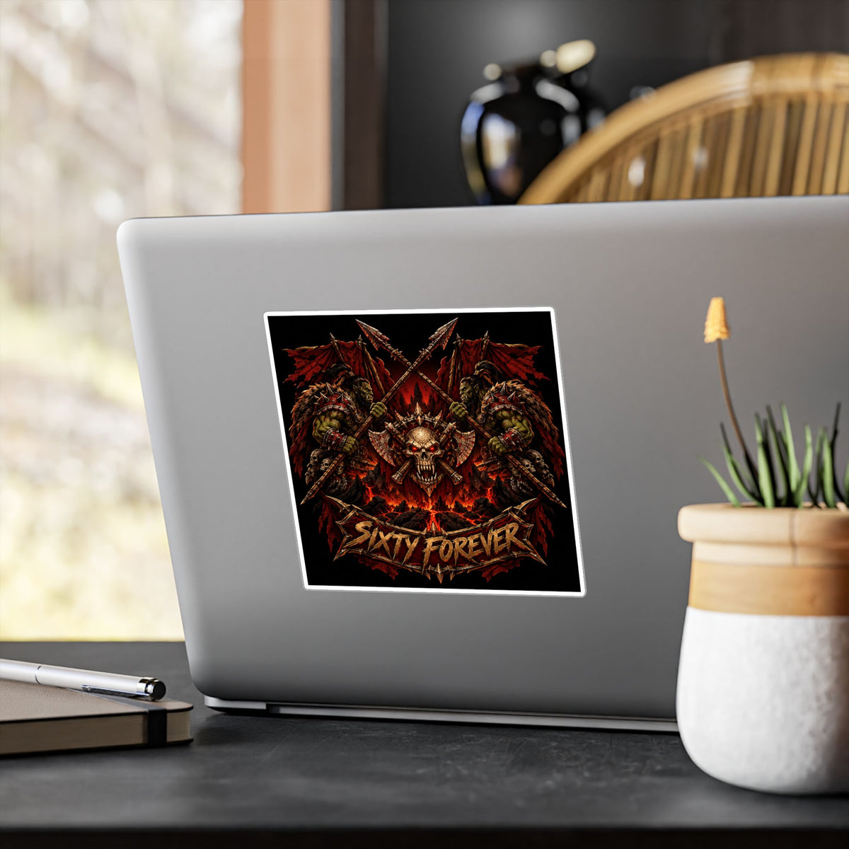 Sixty Forever – Skull & Axes – Sticker