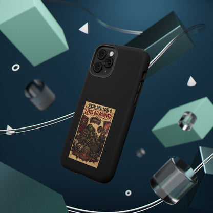 Phone Case — 'Social Life: Level 0 — Level 60 Achieved (Skull Banner)' Heavy-Duty Impact-Resistant Phone Case