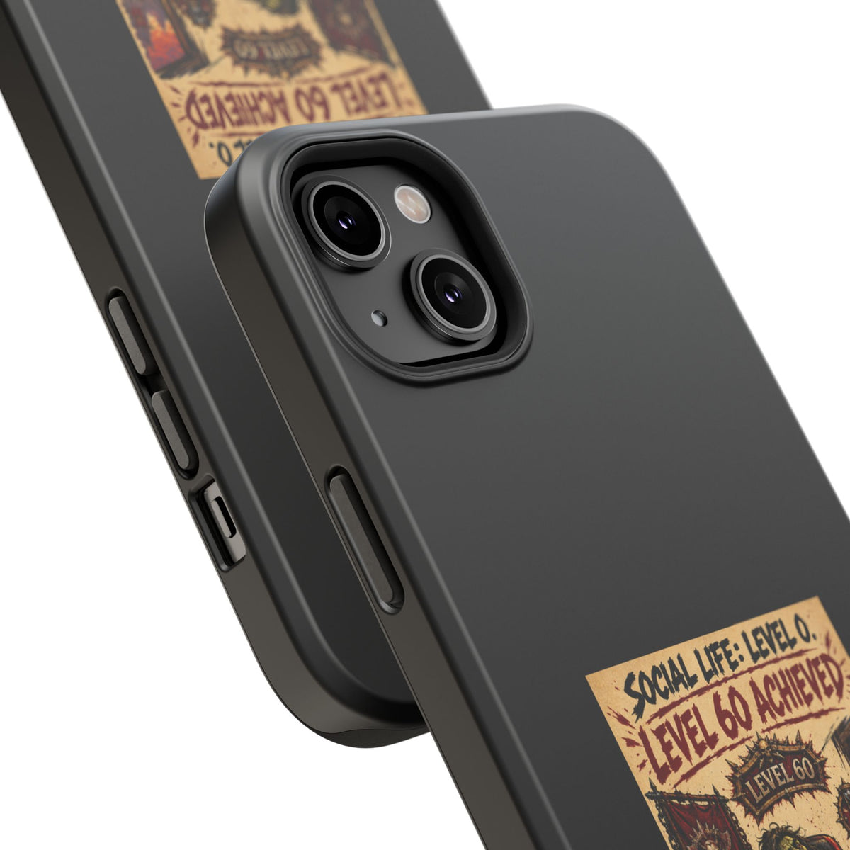 Phone Case — 'Social Life: Level 0 — Level 60 Achieved (Skull Banner)' Heavy-Duty Impact-Resistant Phone Case