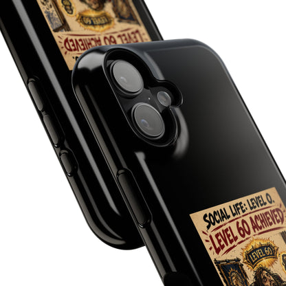 Phone Case — 'Social Life: Level 0 — Level 60 Achieved (Lion Banner)' Heavy-Duty Impact-Resistant Phone Case
