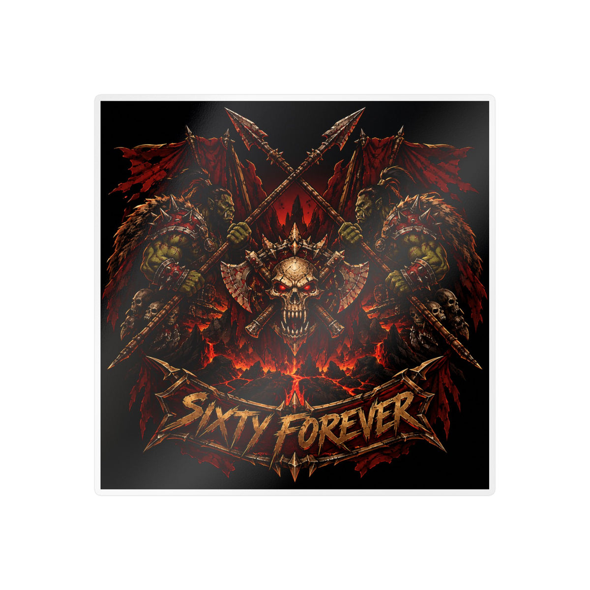 Sixty Forever – Skull & Axes – Sticker