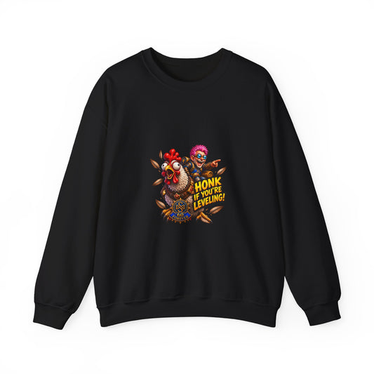 Crewneck Sweatshirt — "Honk If You're Leveling" Gamer Chicken Graphic