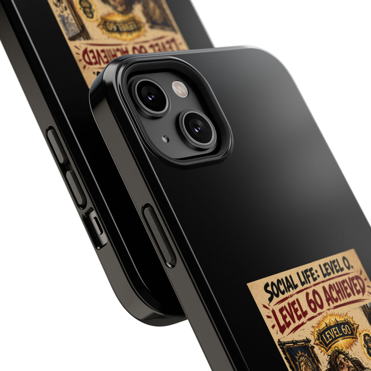 Phone Case — 'Social Life: Level 0 — Level 60 Achieved (Lion Banner)' Heavy-Duty Impact-Resistant Phone Case
