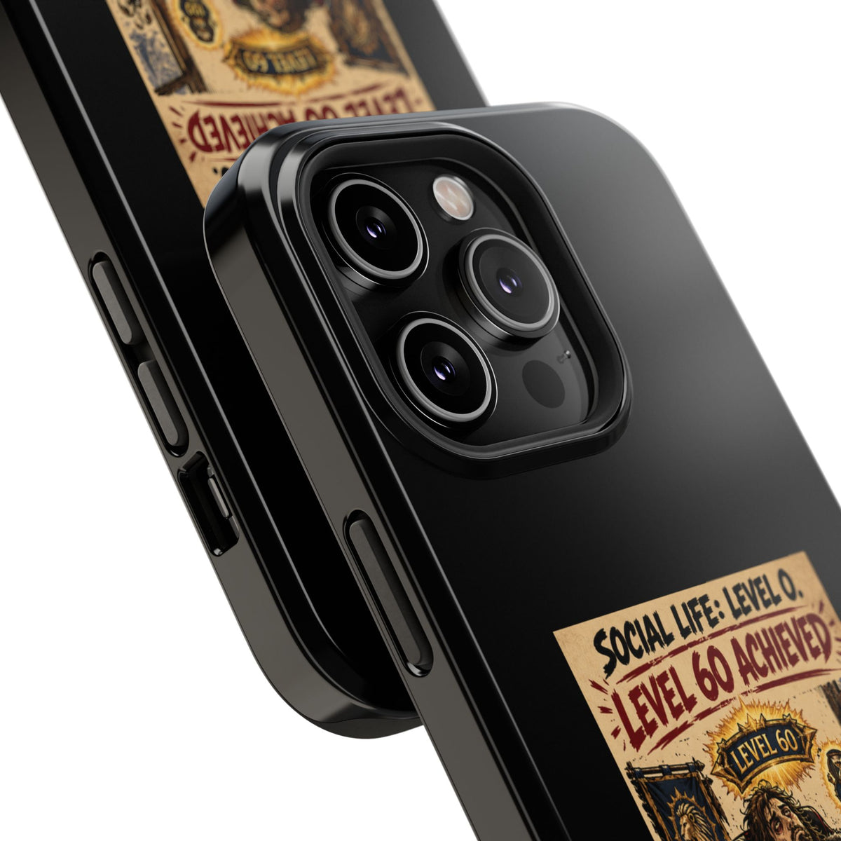 Phone Case — 'Social Life: Level 0 — Level 60 Achieved (Lion Banner)' Heavy-Duty Impact-Resistant Phone Case