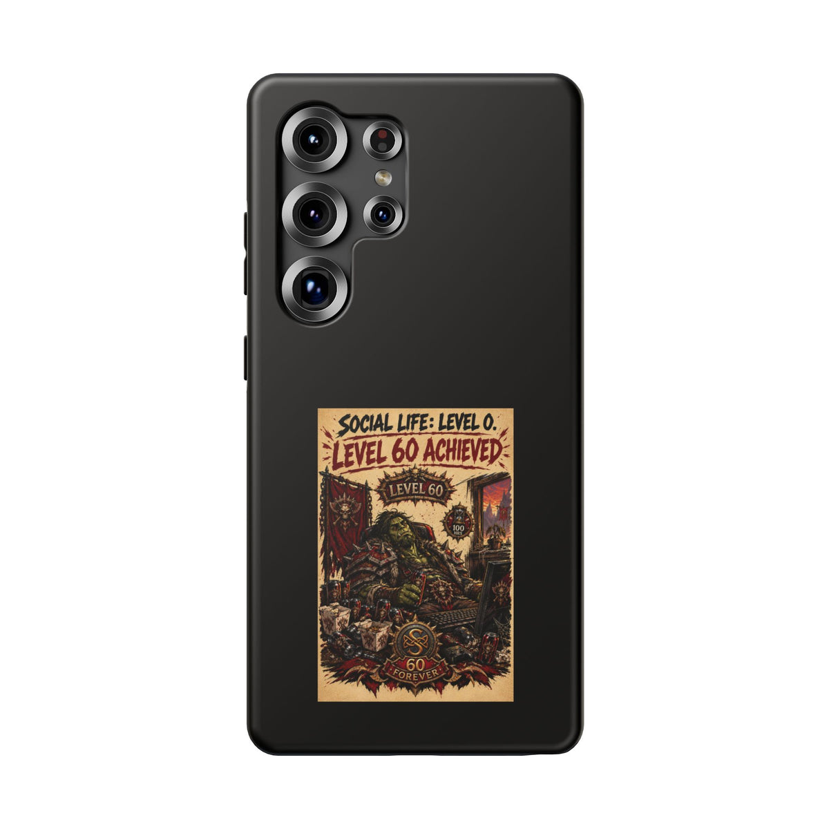 Phone Case — 'Social Life: Level 0 — Level 60 Achieved (Skull Banner)' Heavy-Duty Impact-Resistant Phone Case