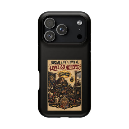 Phone Case — 'Social Life: Level 0 — Level 60 Achieved (Lion Banner)' Heavy-Duty Impact-Resistant Phone Case