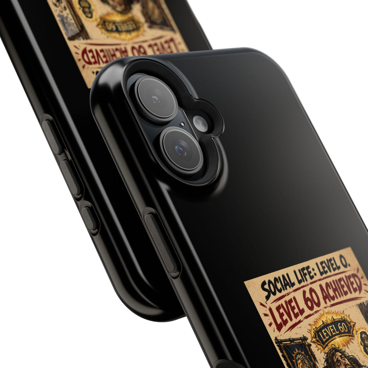 Phone Case — 'Social Life: Level 0 — Level 60 Achieved (Lion Banner)' Heavy-Duty Impact-Resistant Phone Case