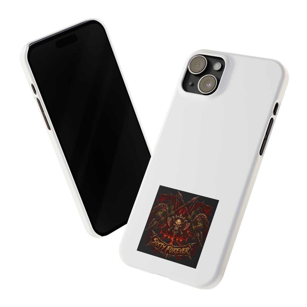Slim Phone Case — 'Sixty Forever' Gothic Skull & Wings Design