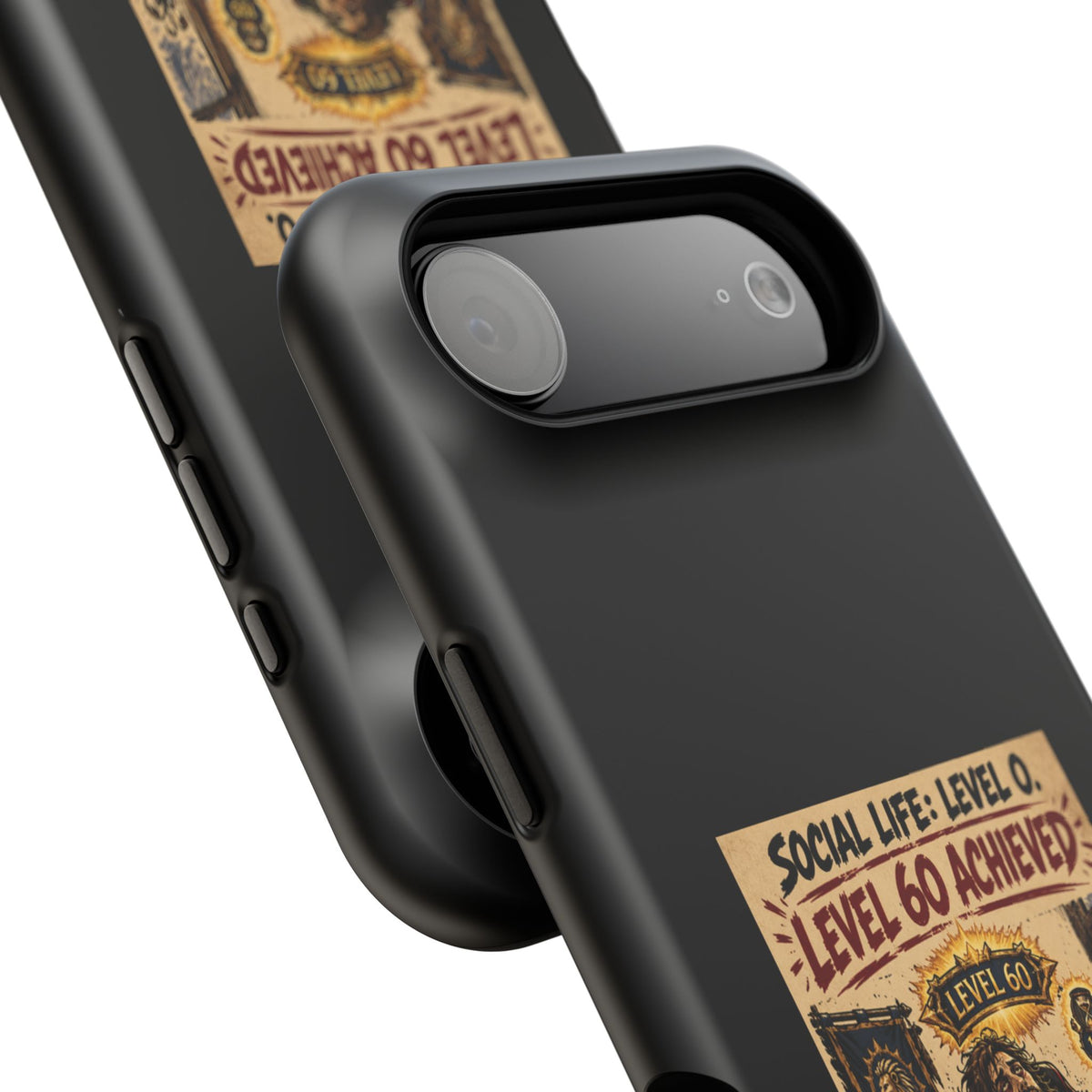 Phone Case — 'Social Life: Level 0 — Level 60 Achieved (Lion Banner)' Heavy-Duty Impact-Resistant Phone Case