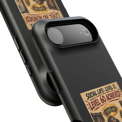 Phone Case — 'Social Life: Level 0 — Level 60 Achieved (Lion Banner)' Heavy-Duty Impact-Resistant Phone Case