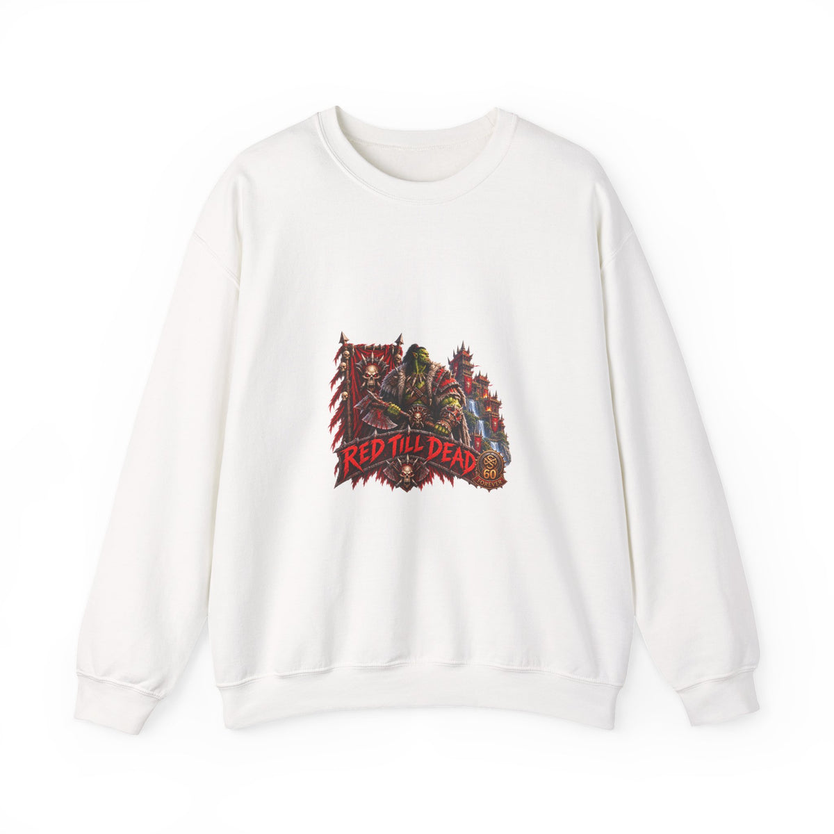 Red Till Dead Graphic Sweatshirt — Gothic Skeleton Horror Crewneck
