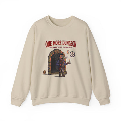 One More Dungeon Graphic Sweatshirt — Funny RPG Gamer Crewneck