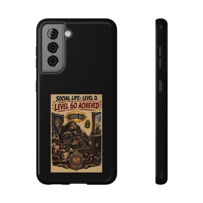Phone Case — 'Social Life: Level 0 — Level 60 Achieved (Lion Banner)' Heavy-Duty Impact-Resistant Phone Case