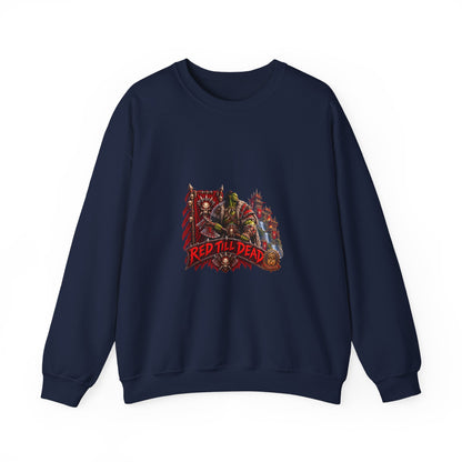 Red Till Dead Graphic Sweatshirt — Gothic Skeleton Horror Crewneck