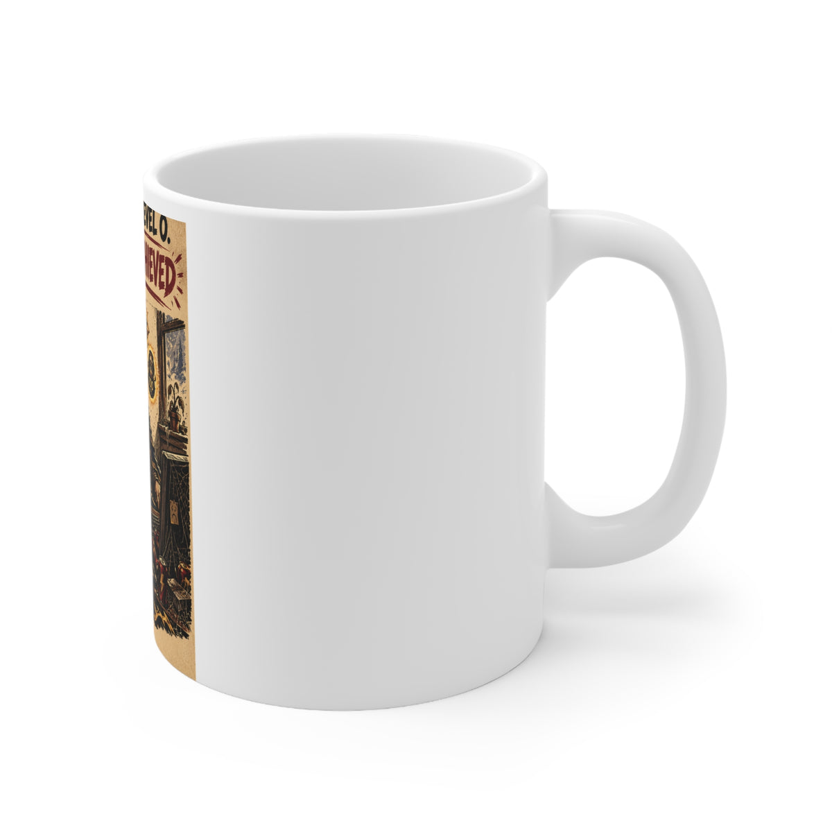 Social Life: Level 0 — Level 60 Achieved (Lion Banner) – White Mug (11oz)