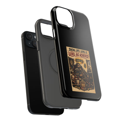 Phone Case — 'Social Life: Level 0 — Level 60 Achieved (Lion Banner)' Heavy-Duty Impact-Resistant Phone Case