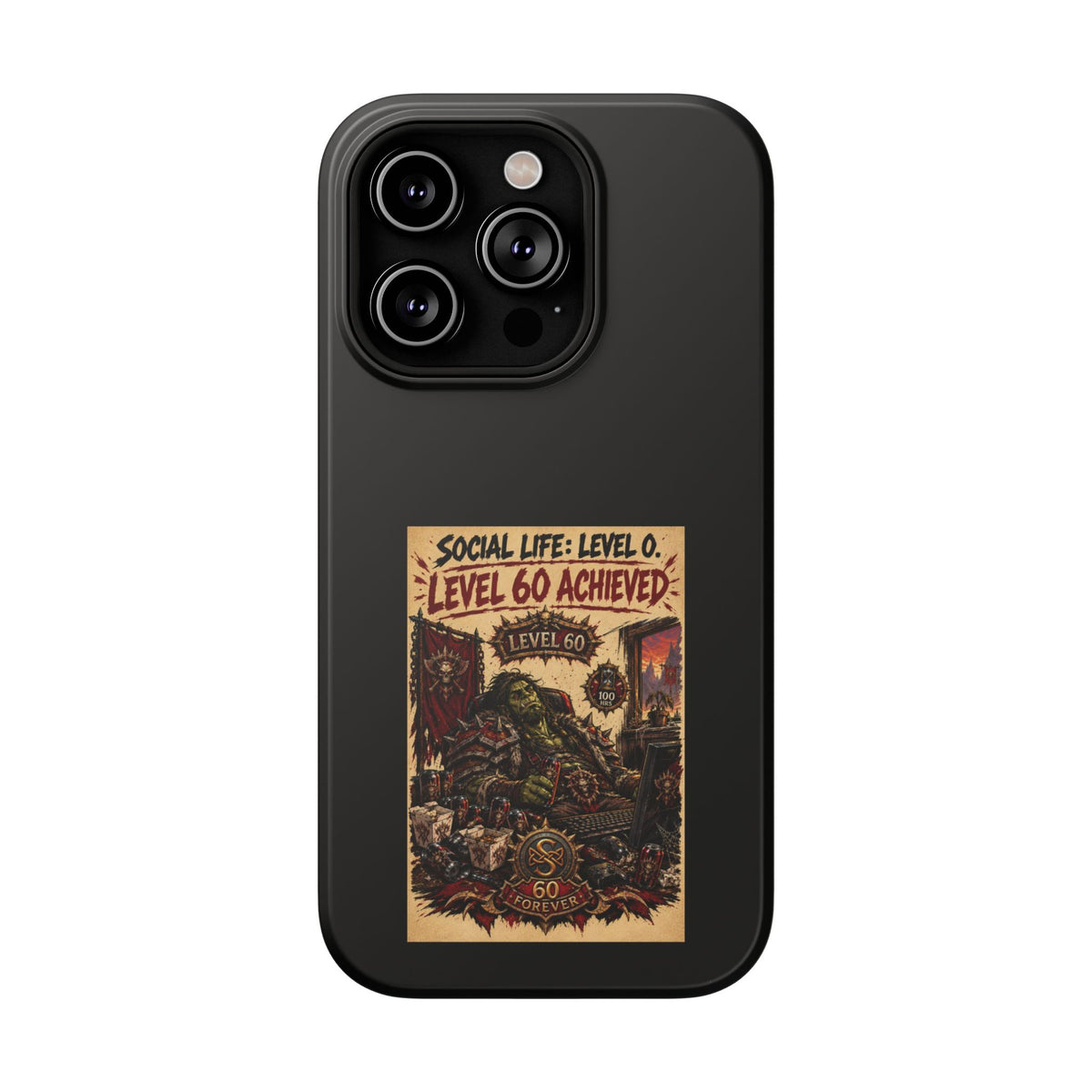 Phone Case — 'Social Life: Level 0 — Level 60 Achieved (Skull Banner)' Heavy-Duty Impact-Resistant Phone Case