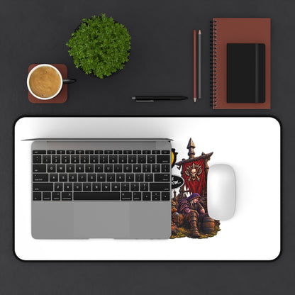 Never Pass Level 60 Desk Mat — Retro RPG Campfire Gaming Mousepad