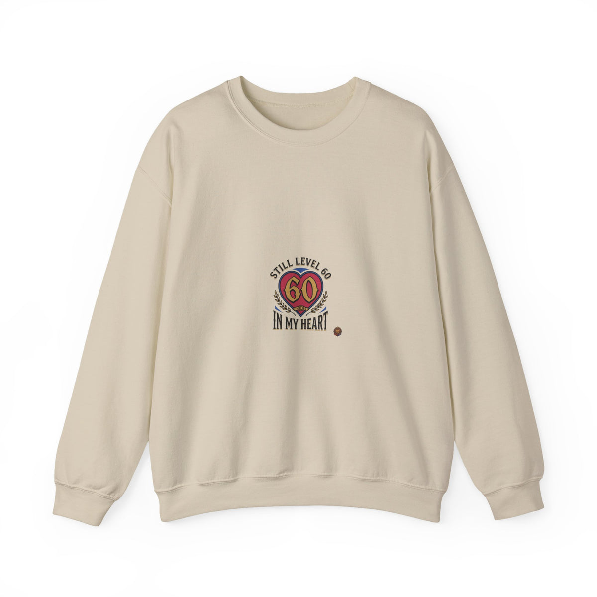 60th Birthday Sweatshirt - "Still Level 60 in My Heart" Retro Crest Crewneck