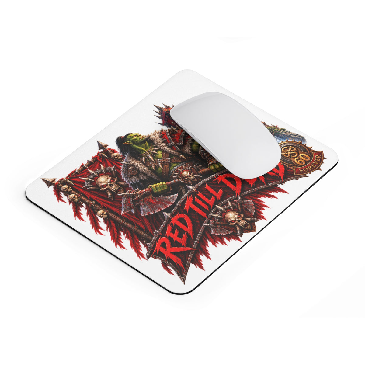 Orc Warrior Mouse Pad — "Red Till Dead" Gaming Desk Mat