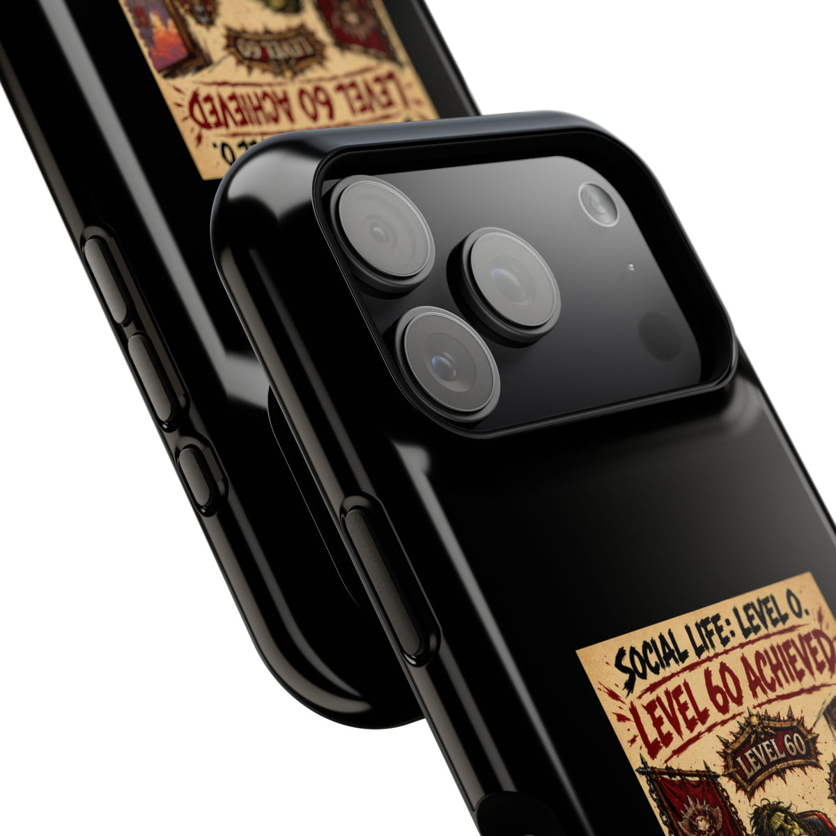 Phone Case — 'Social Life: Level 0 — Level 60 Achieved (Skull Banner)' Heavy-Duty Impact-Resistant Phone Case
