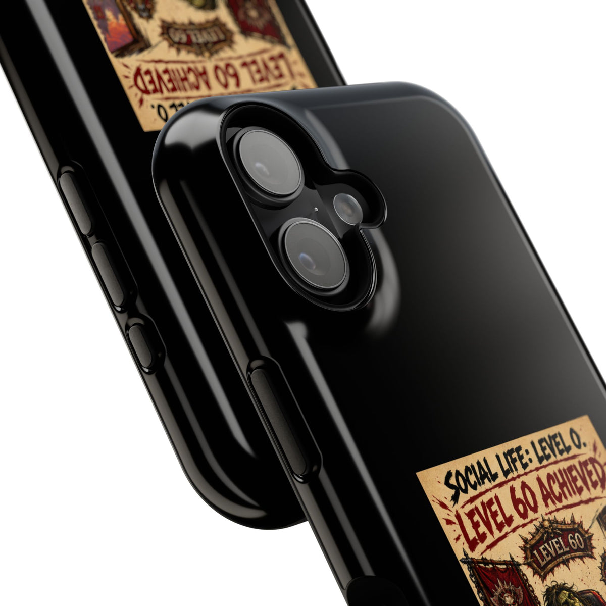 Phone Case — 'Social Life: Level 0 — Level 60 Achieved (Skull Banner)' Heavy-Duty Impact-Resistant Phone Case