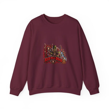 Red Till Dead Graphic Sweatshirt — Gothic Skeleton Horror Crewneck