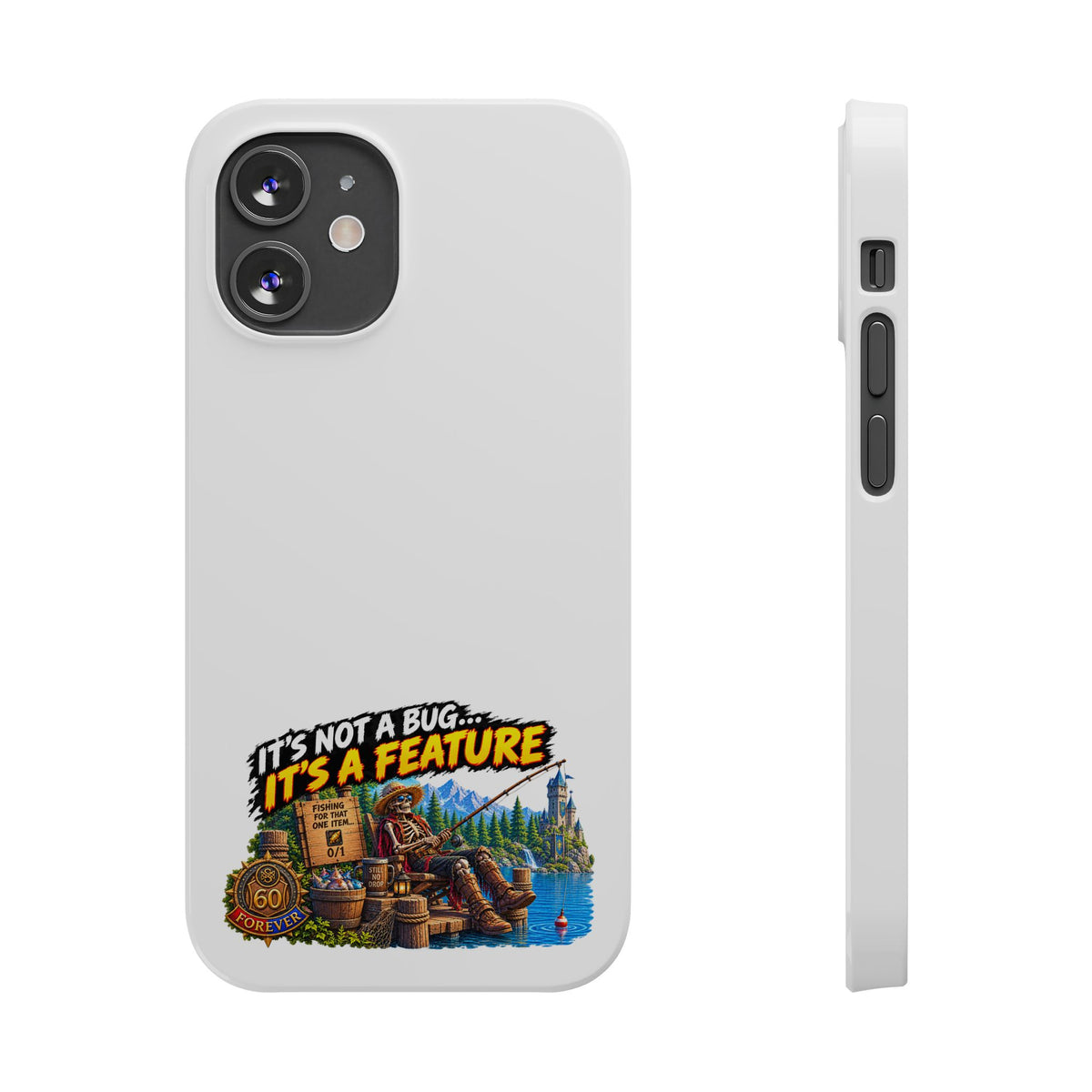 Slim Phone Case — "It's Not a Bug, It's a Feature" Rustic Camping Design